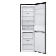 LG 341L Tall Fridge Freezer Black Steel Total No Frost, GBB61BLJEC