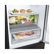 LG 341L Tall Fridge Freezer Black Steel Total No Frost, GBB61BLJEC
