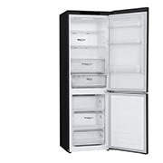 LG 341L Tall Fridge Freezer Black Steel Total No Frost, GBB61BLJEC
