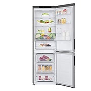 LG 341L Tall Fridge Freezer Shiny Steel Total No Frost, GBB61PZJEC
