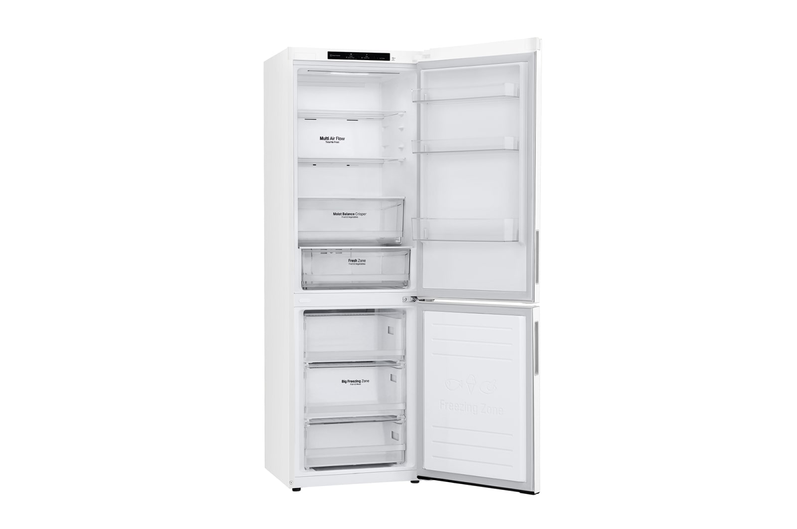 LG 341L Tall Fridge Freezer Super White Total No Frost, GBB61SWJEC