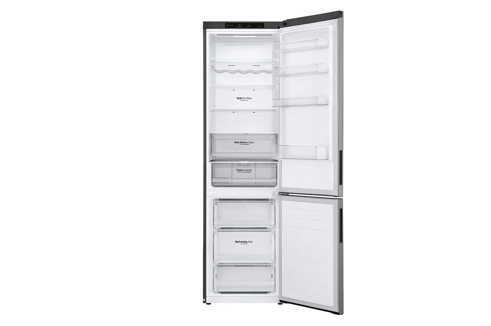 LG 384L Tall Fridge Freezer Shiny Steel Total No Frost, GBB62PZGCC