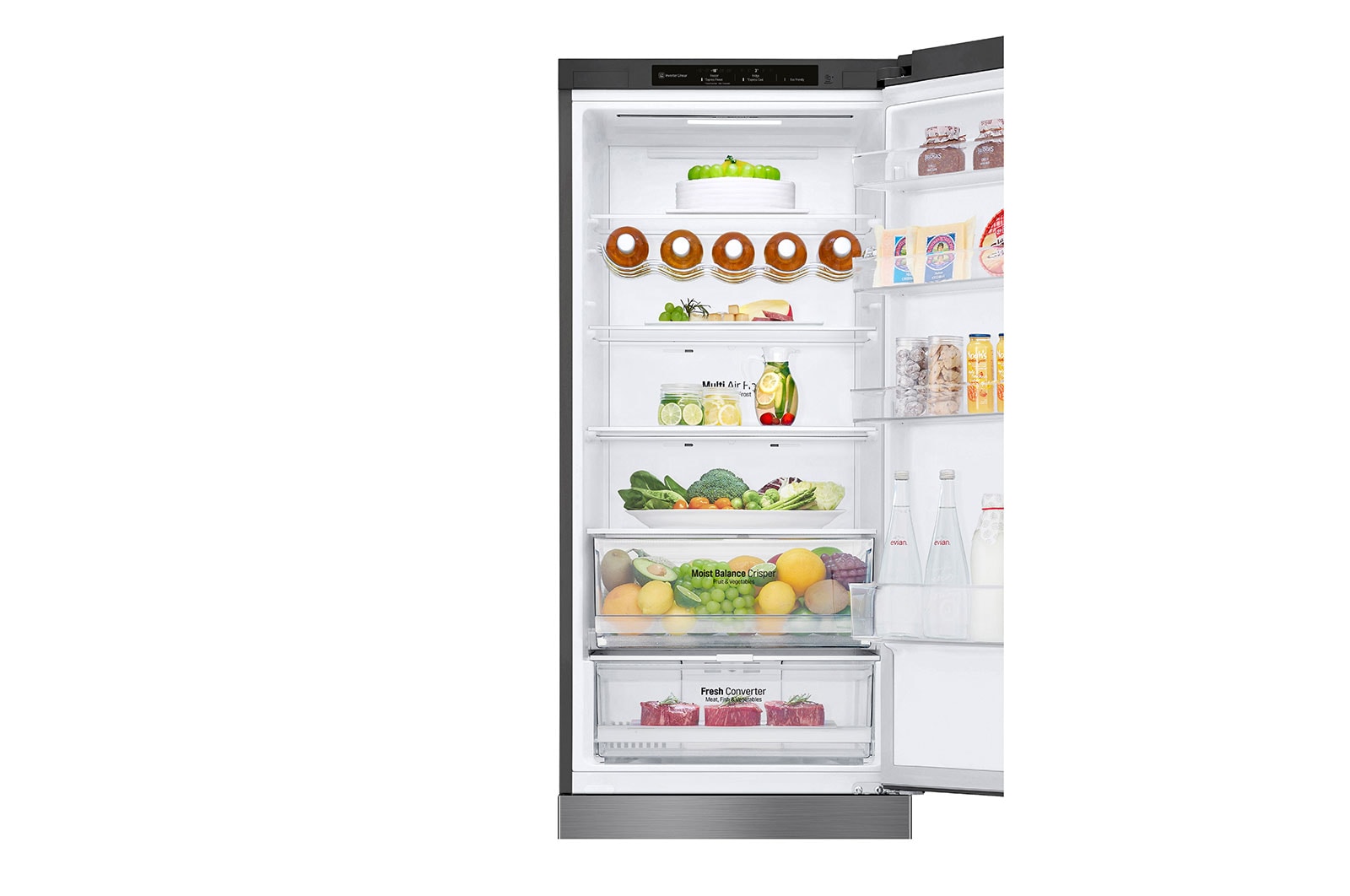 LG 384L Tall Fridge Freezer Shiny Steel Total No Frost, GBB62PZGCC