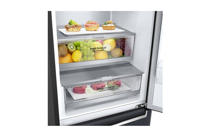 LG 384L Tall Fridge Freezer Total No Frost, Matte Black, GBB92MCBAP