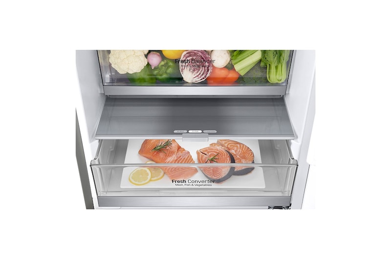 LG 384L Tall Fridge Freezer Total No Frost, Stainless Steel, GBB92STACP