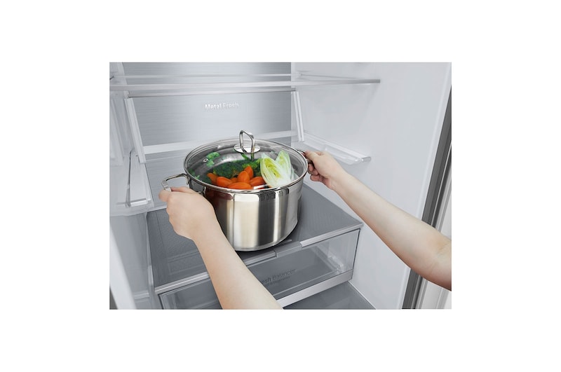 LG 384L Tall Fridge Freezer Total No Frost, Stainless Steel, GBB92STACP