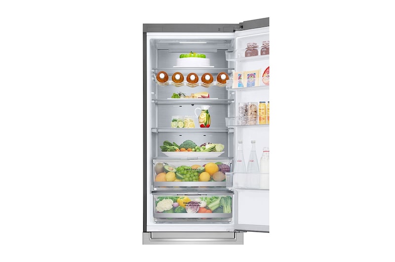 LG 384L Tall Fridge Freezer Total No Frost, Stainless Steel, GBB92STACP