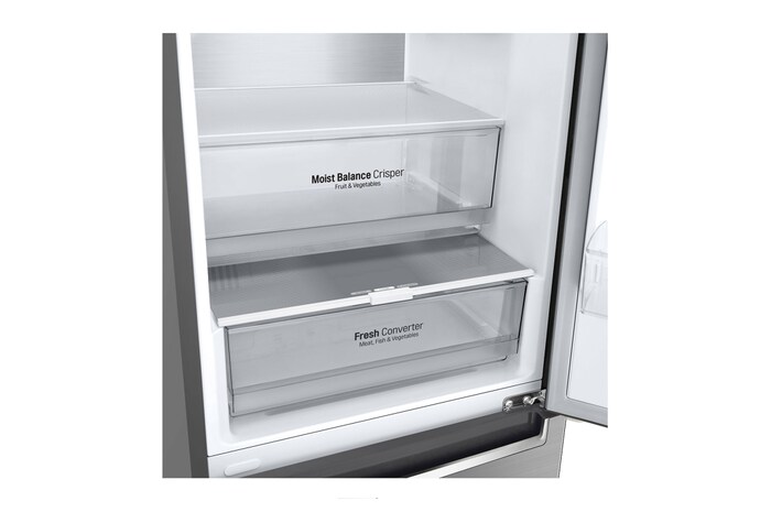 LG 384L Tall Fridge Freezer Shiny Steel Total No Frost, GBD62PZYFN