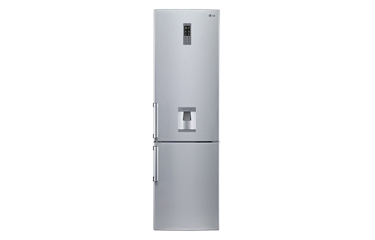 Front view of A&#43;&#43; ENERGY RATED PREMIUM STEEL COMBI FRIDGE FREEZER WITH WATER DISPENSER GBF530NSQPB