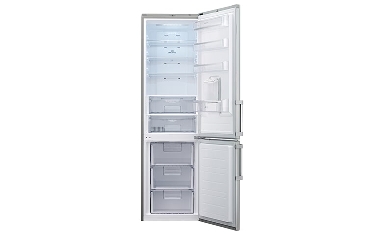 LG A++ ENERGY RATED PREMIUM STEEL COMBI FRIDGE FREEZER WITH WATER DISPENSER, GBF530NSQPB