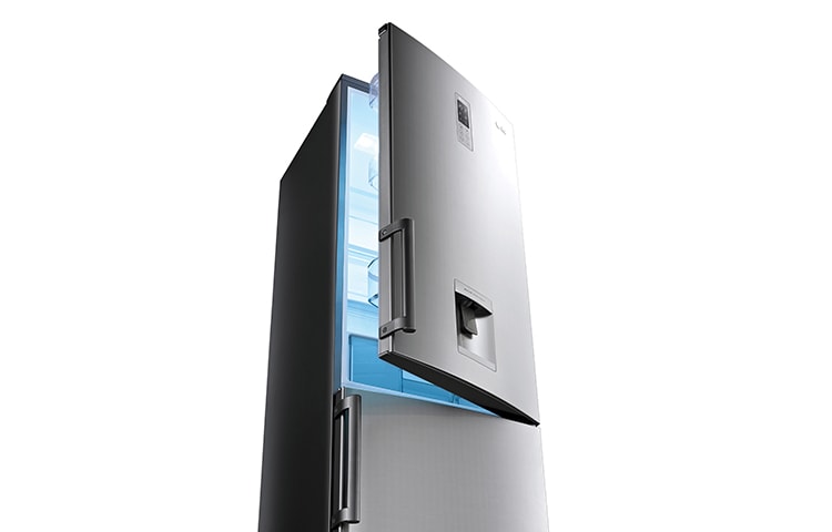 LG A++ ENERGY RATED PREMIUM STEEL COMBI FRIDGE FREEZER WITH WATER DISPENSER, GBF530NSQPB