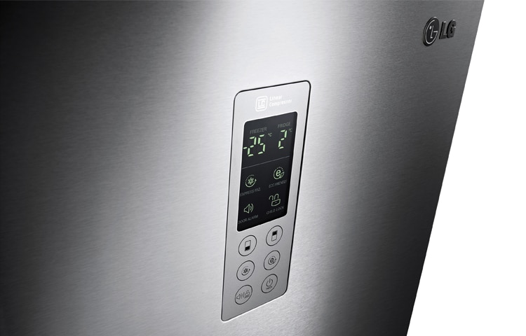 LG A++ ENERGY RATED PREMIUM STEEL COMBI FRIDGE FREEZER WITH WATER DISPENSER, GBF530NSQPB