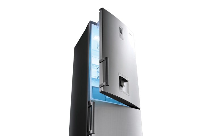 LG PLATINUM SILVER COMBI FRIDGE FREEZER WITH WATER DISPENSER, GBF530PVQPB