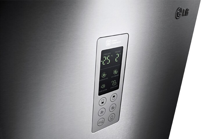 LG PLATINUM SILVER COMBI FRIDGE FREEZER WITH WATER DISPENSER, GBF530PVQPB