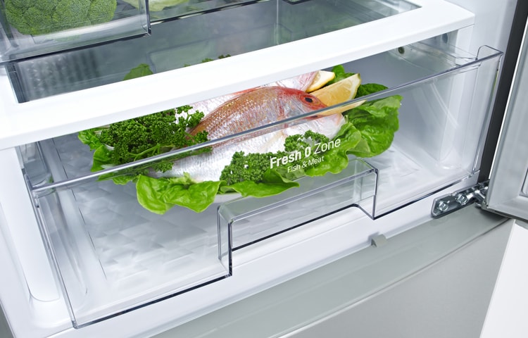 LG PLATINUM SILVER COMBI FRIDGE FREEZER WITH WATER DISPENSER, GBF530PVQPB
