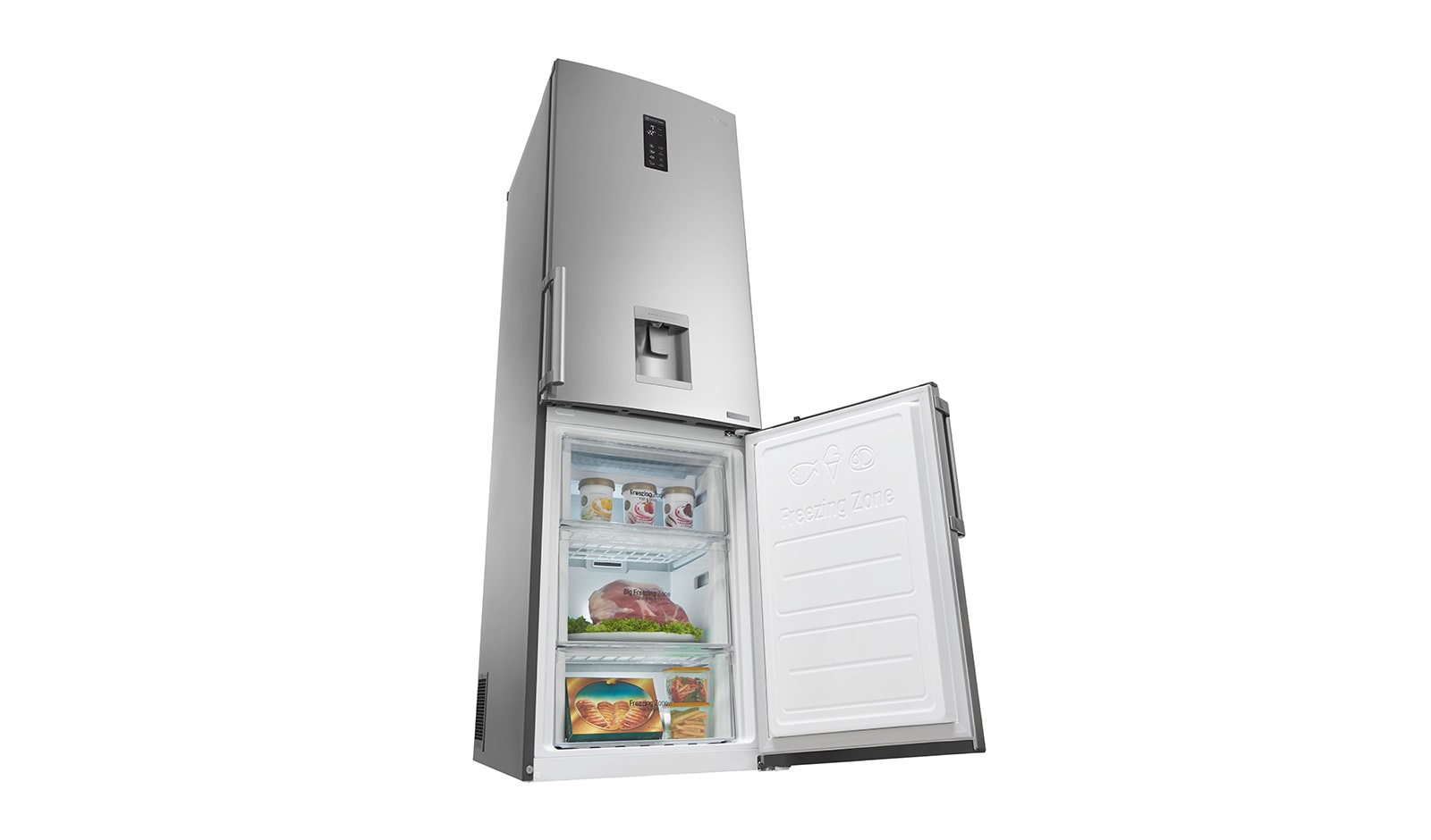 LG Smart Fridge Freezer with Total No Frost and Water Dispenser, GBF59NSKZB