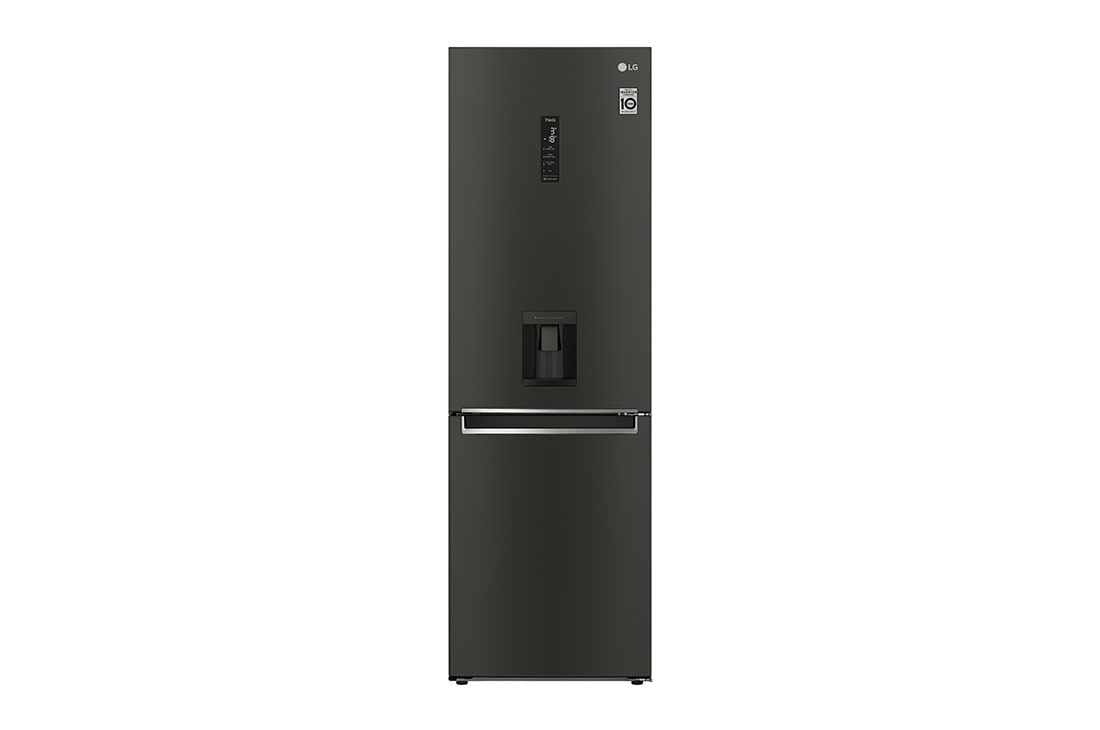 LG 340L Tall Fridge Freezer Black Steel Water Dispenser, GBF61BLHEN