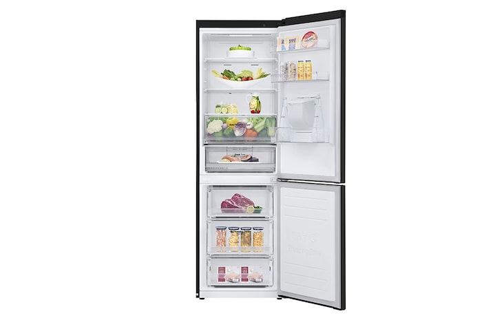 LG 340L Tall Fridge Freezer Water Dispenser, Black Steel, GBF61BLHEN