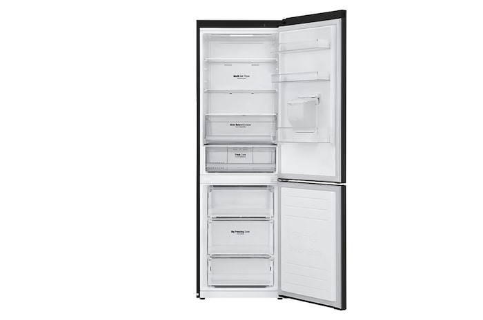 LG 340L Tall Fridge Freezer Water Dispenser, Black Steel, GBF61BLHEN