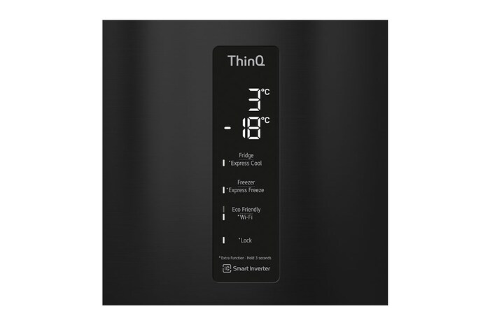 LG 340L Tall Fridge Freezer Water Dispenser, Black Steel, GBF61BLHEN