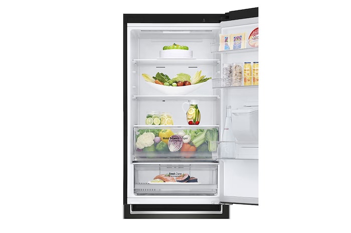 LG 340L Tall Fridge Freezer Water Dispenser, Black Steel, GBF61BLHEN