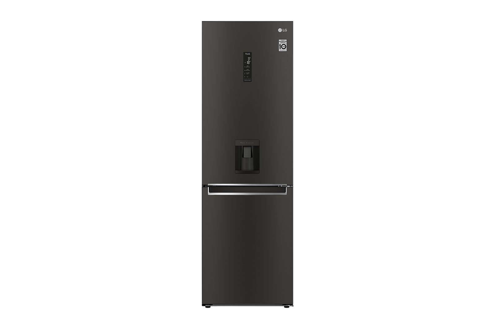 LG 340L Tall Fridge Freezer Water Dispenser, Black Steel, GBF61BLHEN