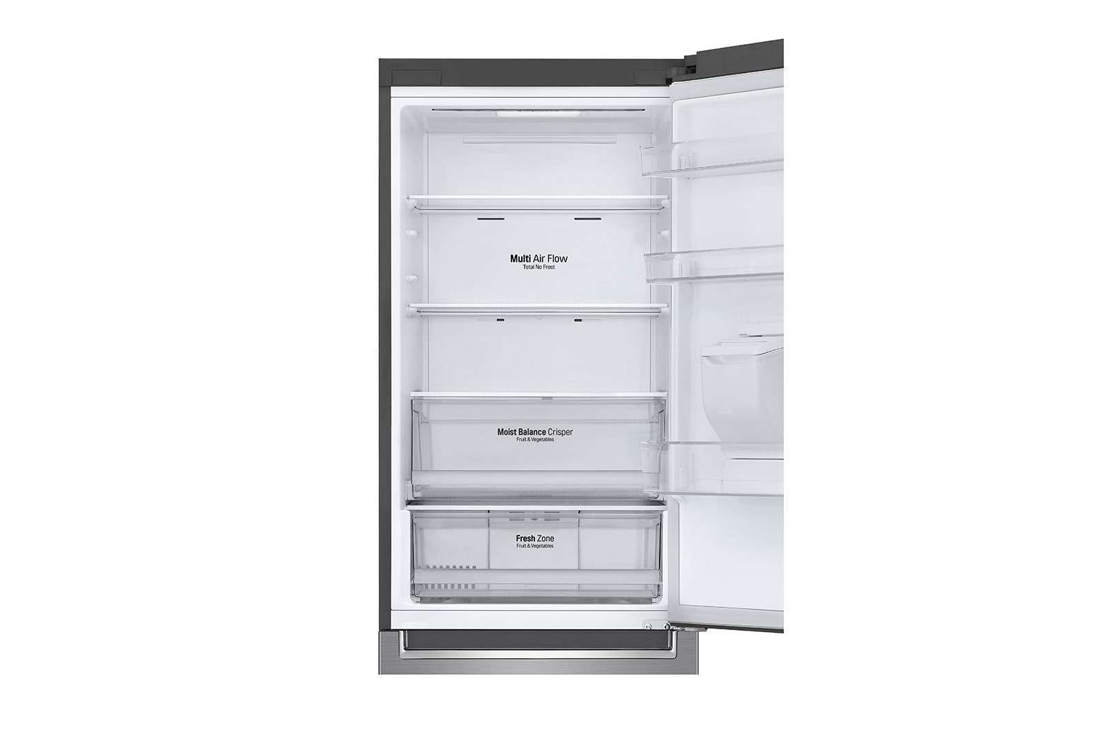 LG DoorCooling™ GBF61PZJZN Fridge Freezer, 337L, Shiny Steel, GBF61PZJZN