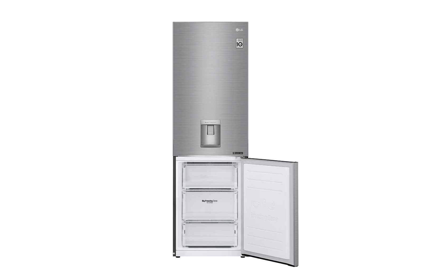 LG DoorCooling™ GBF61PZJZN Fridge Freezer, 337L, Shiny Steel, GBF61PZJZN