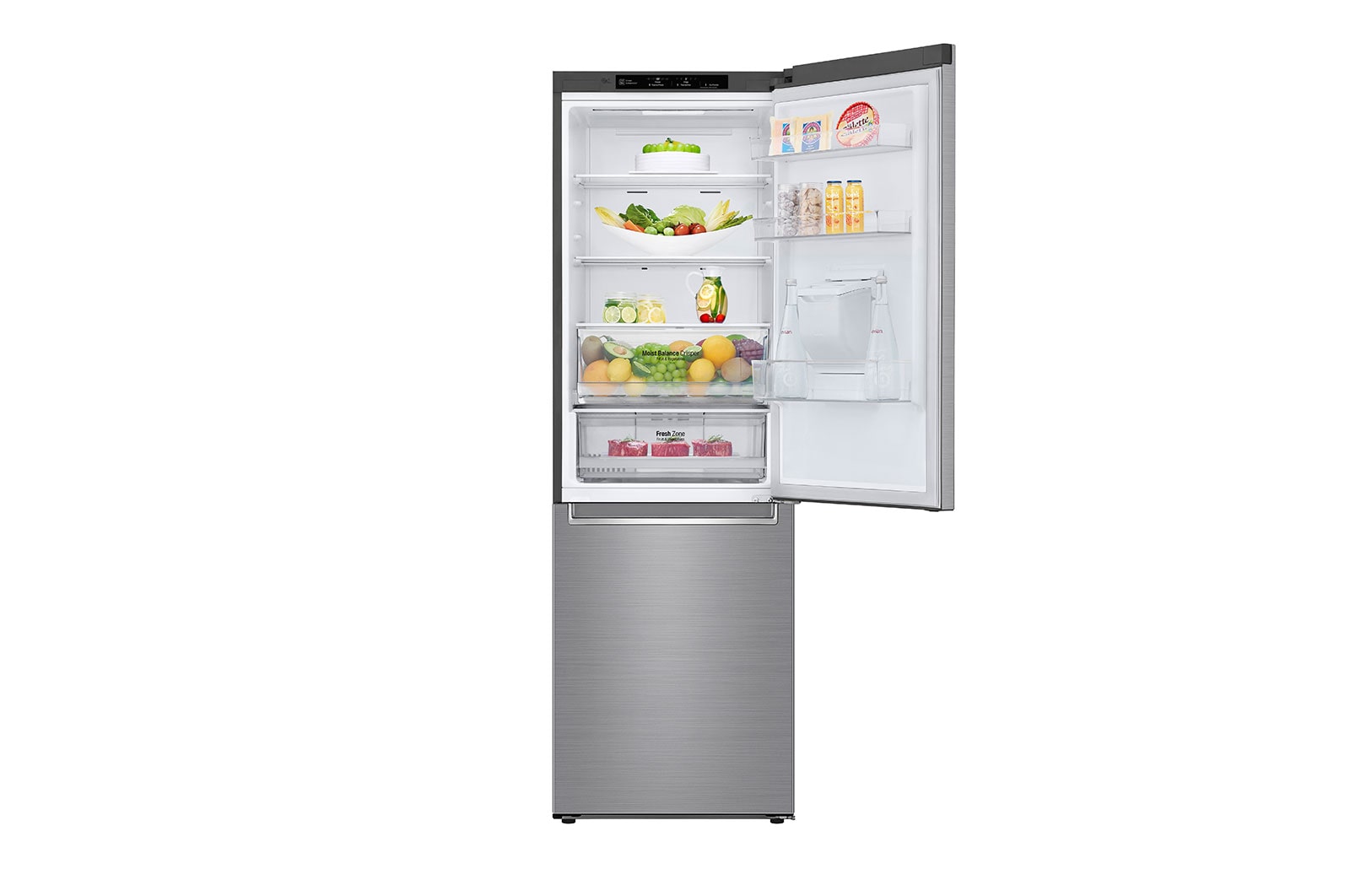 LG DoorCooling™ GBF61PZJZN Fridge Freezer, 337L, Shiny Steel, GBF61PZJZN