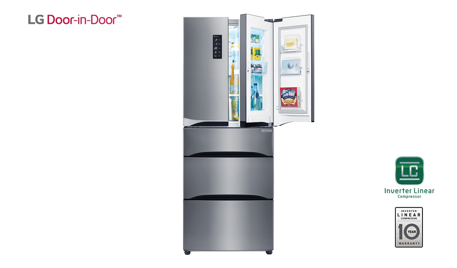 Front view of 5 Door Refrigerator with Door-in-Door™ and Multidrawer Freezer GM6140PZQV