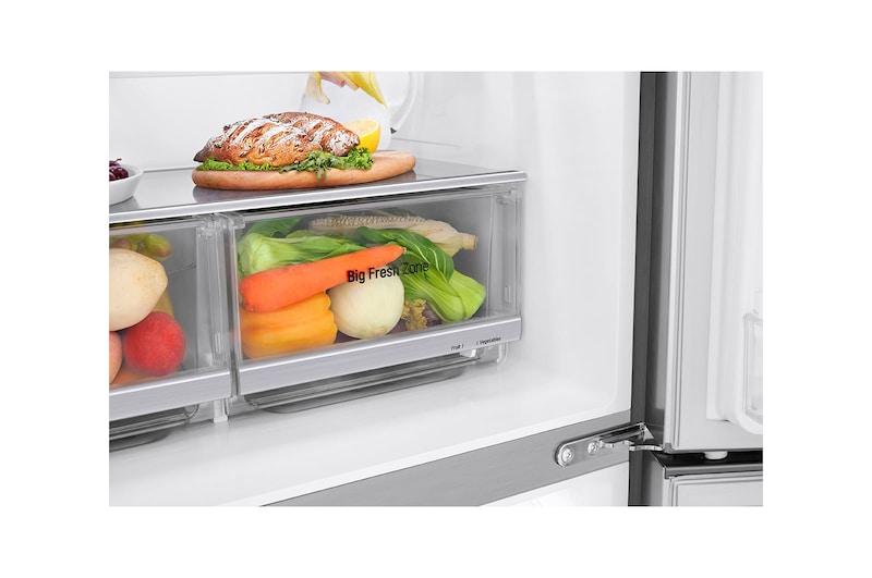 LG 530L Multi Door Fridge Freezer Shiny Steel Total No Frost, GMB844PZFG