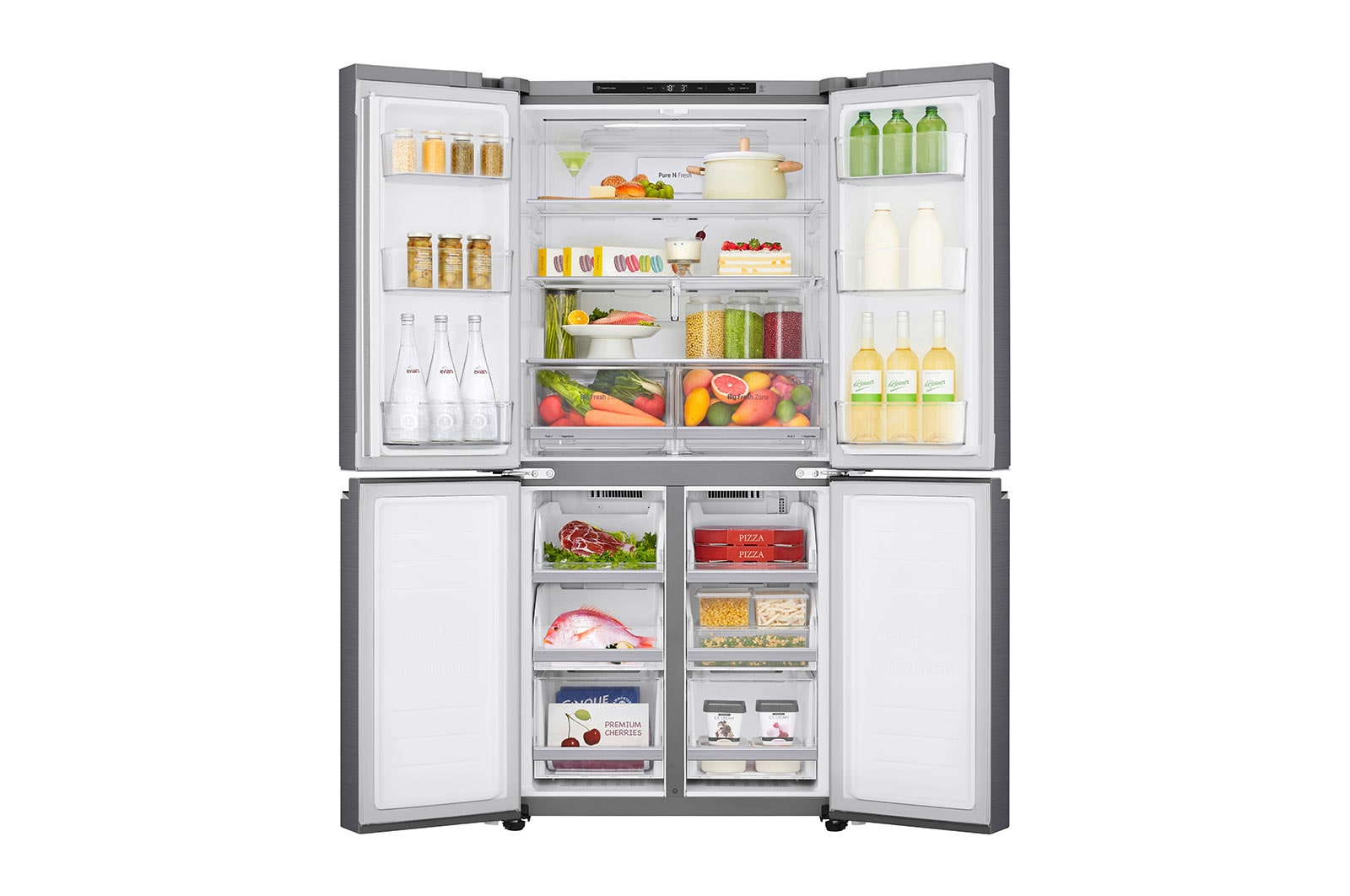 LG 530L Multi Door Fridge Freezer Shiny Steel Total No Frost, GMB844PZFG
