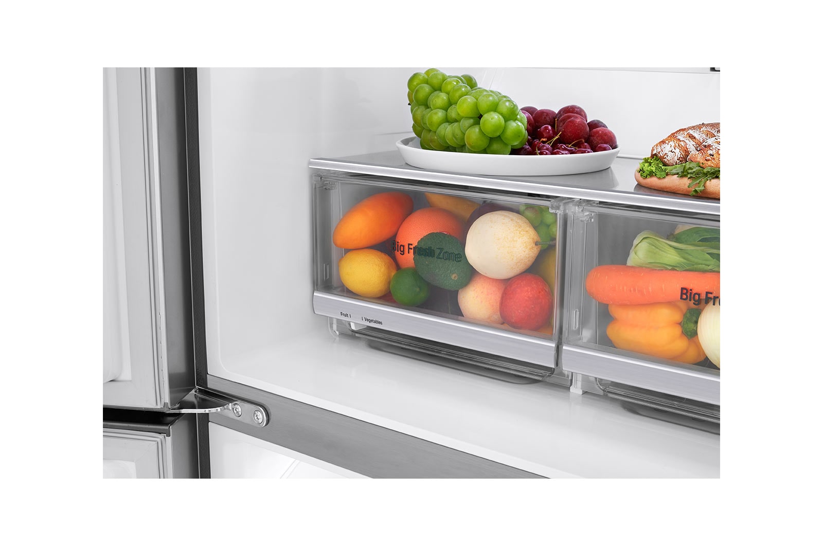 LG 530L Multi Door Fridge Freezer Shiny Steel Total No Frost, GMB844PZFG