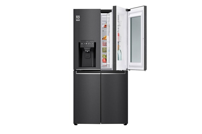 LG 508L InstaView™ American Style Fridge Freezer Matte Black Total No Frost, GMX844MC6F