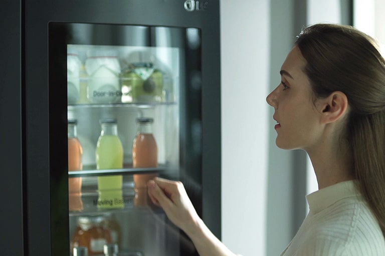Check the inside of the refrigerator by knocking twice without opening the door.