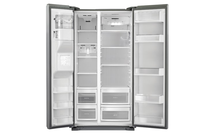 LG American Style Fridge Freezer in Brushed Steel with Plumbed Water and Ice Dispenser., GS5163AVJV