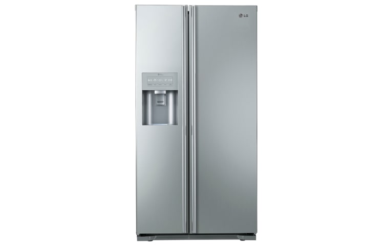 Front view of American Style Fridge Freezer with Non-Plumbed Water and Ice Dispenser. GS5163AVMV