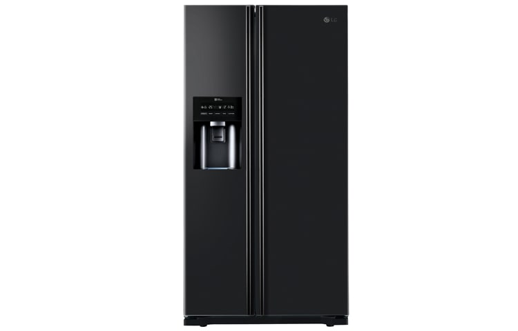 Front view of American style black fridge freezer, (Gross Capacity 606 Litres) GS5163WBJV