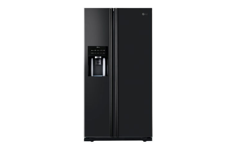 Front view of American Style Fridge Freezer in Black. GS5163WBMV