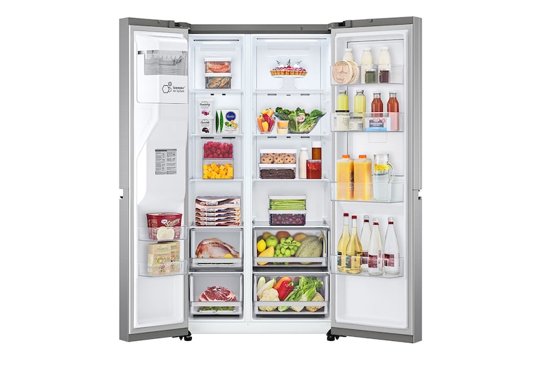 LG 635L American Style Fridge Freezer Shiny Steel Water & Ice Dispenser, GSJV70PZTF