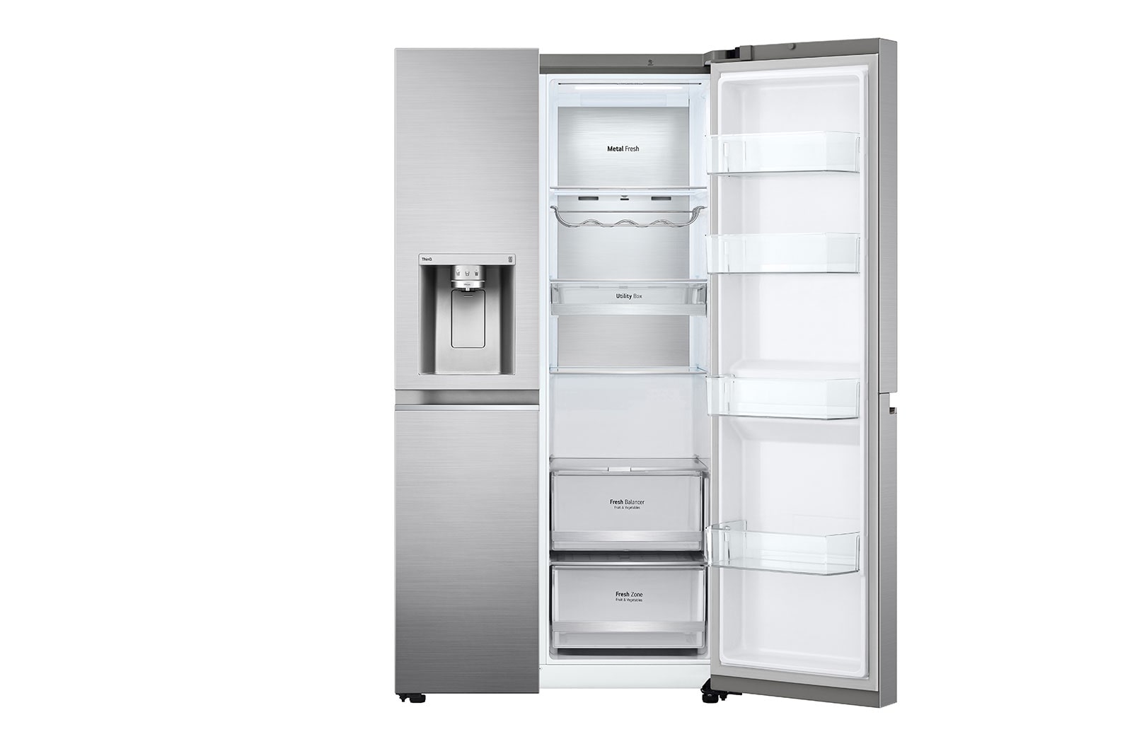 LG 635L American Style Fridge Freezer Shiny Steel Water & Ice Dispenser, GSJV90PZAE