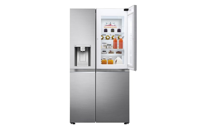 LG 635L American Style Fridge Freezer Water & Ice Dispenser, Shiny Steel, GSJV91PZAE