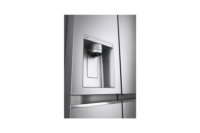 LG 635L American Style Fridge Freezer Water & Ice Dispenser, Shiny Steel, GSJV91PZAE