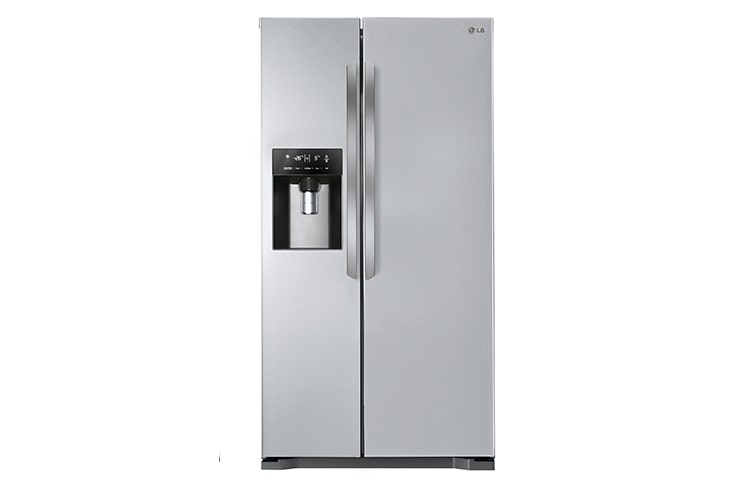 Front view of AMERICAN STYLE SILVER FRIDGE FREEZER WITH NON-PLUMBED WATER AND ICE DISPENSER GSL325PVYV