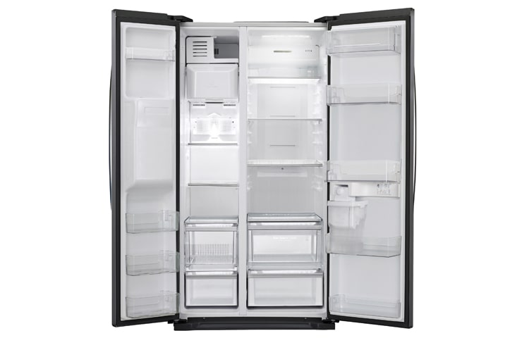 LG American Style Black Fridge Freezer with Non-Plumbed Water and Ice Dispenser, GSL325WBYV