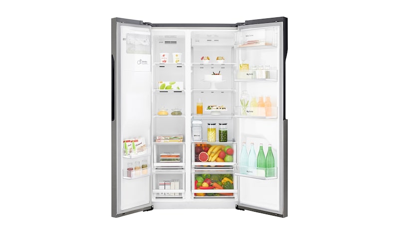 LG F rated  Refrigerator with Non-Plumbed Water and Ice Dispenser and Inverter Linear Compressor, GSL361ICEZ