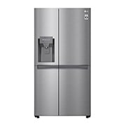 Front view of LG Smart Inverter Compressor GSL480PZXV American style Fridge Freezer, 625L,  Shiny Steel - F GSL480PZXV