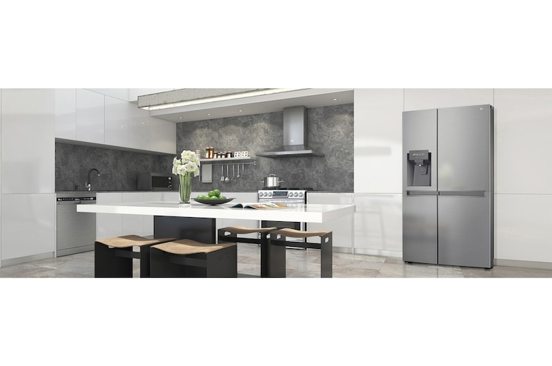 LG Smart Inverter Compressor GSL480PZXV American style Fridge Freezer, 625L,  Shiny Steel - F, GSL480PZXV