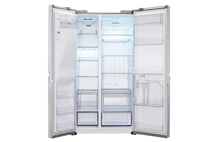 LG American Style Premium Steel Fridge freezer with Non-Plumbed Water and Ice Dispenser, (Gross Capacity 601 Litres), GSL545NSYV