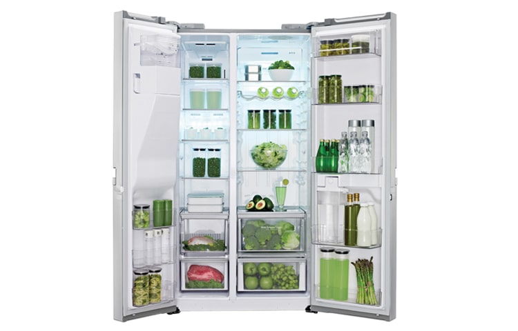 LG American Style Premium Steel Fridge freezer with Non-Plumbed Water and Ice Dispenser, (Gross Capacity 601 Litres), GSL545NSYV